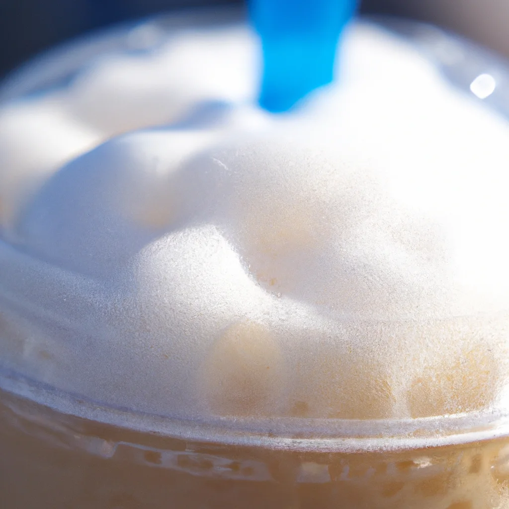 A closeup of the creamy foam on top of a Dutch Bros Soft Top drink
