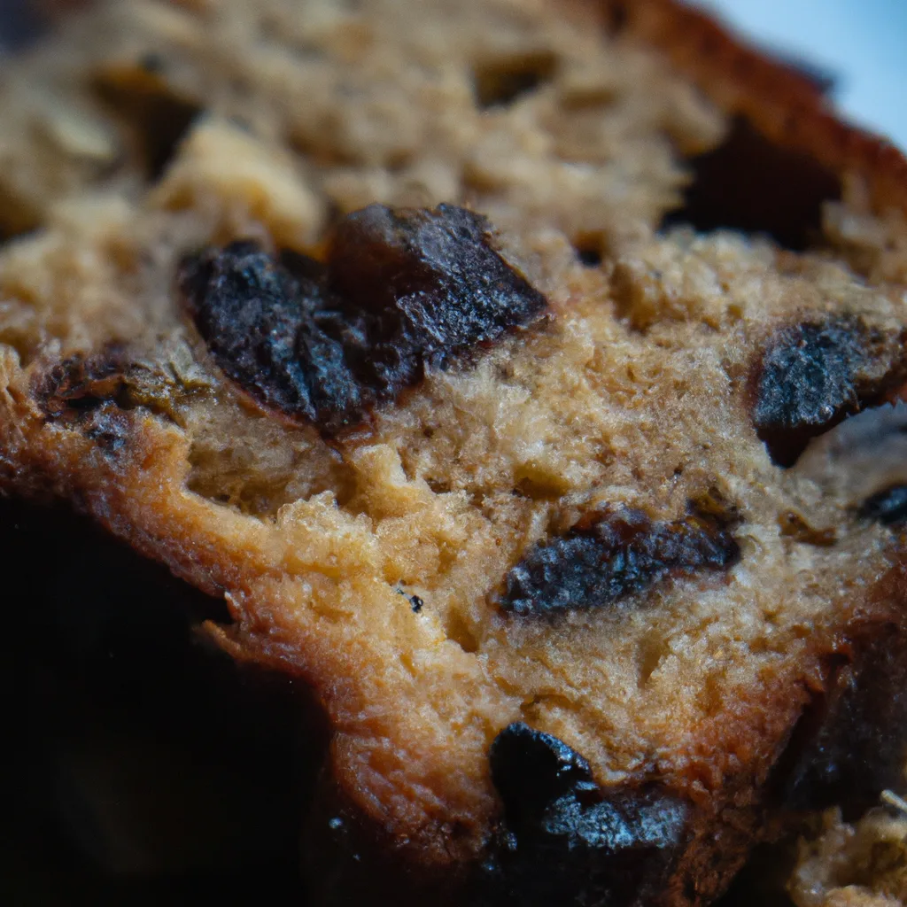 A close-up of a slice of Jamaican fruit cake, showcasing its dark color and dense texture.