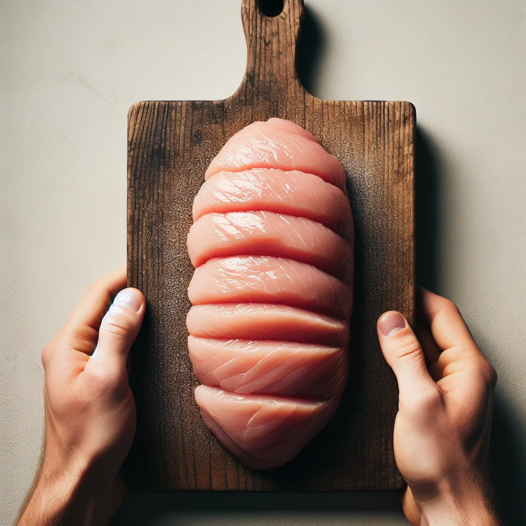Raw turkey tenderloin on a cutting board