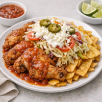 Pollo con tajadas recipe with crispy chicken, fried plantains, and bold Honduran flavors&mdash;an easy, irresistible street food favorite.